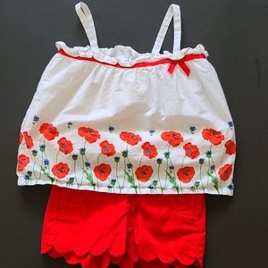 Janie and Jack Red/Floral Short Outfit